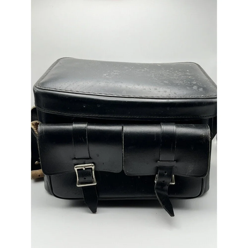 VTG Plainsman 2 Top Grain Cowhide Leather Black Hard Camera Tote BROKEN ZIPPER